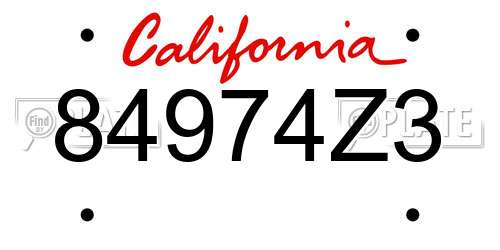 84974Z3 California License Plate