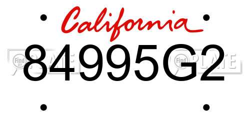 84995G2 California License Plate
