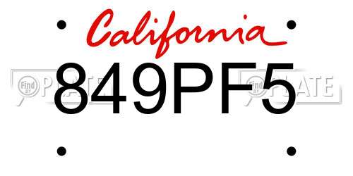 849PF5 California License Plate
