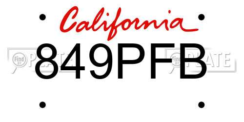 849PFB California License Plate