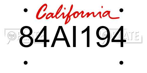 84AI194 California License Plate