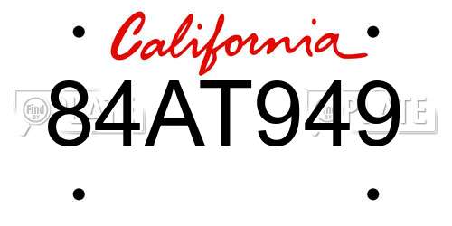 84AT949 California License Plate