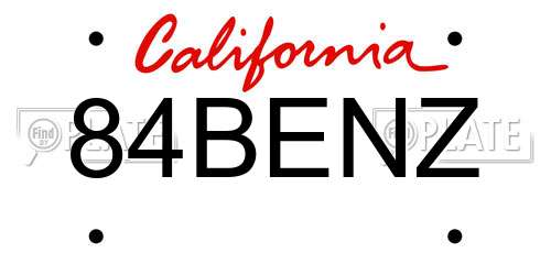 84BENZ California License Plate