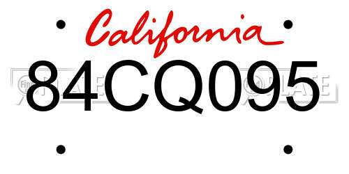84CQ095 California License Plate