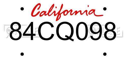 84CQ098 California License Plate