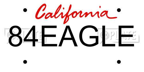 84EAGLE California License Plate