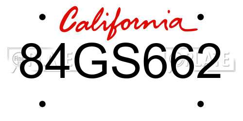 84GS662 California License Plate