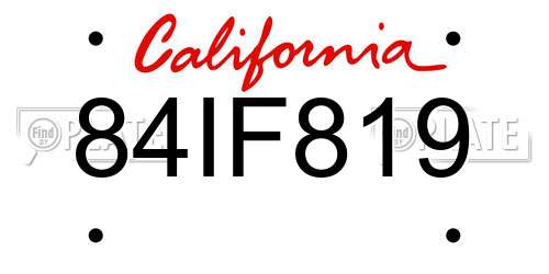 84IF819 California License Plate