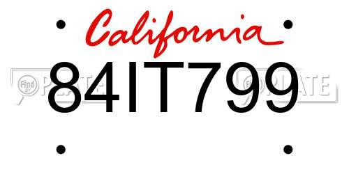 84IT799 California License Plate