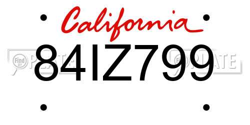 84IZ799 California License Plate