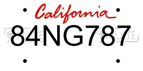 84NG787 California License Plate