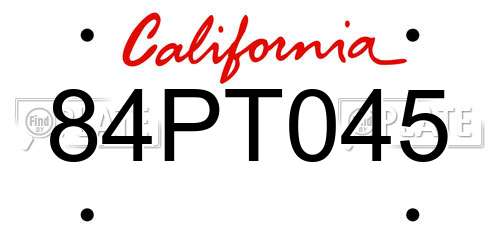 84PT045 California License Plate