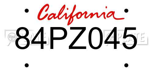 84PZ045 California License Plate
