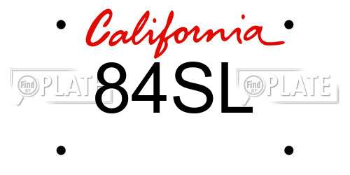 84SL California License Plate