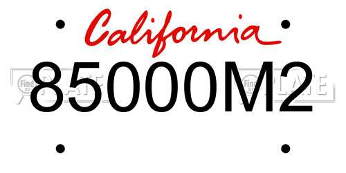 85000M2 California License Plate