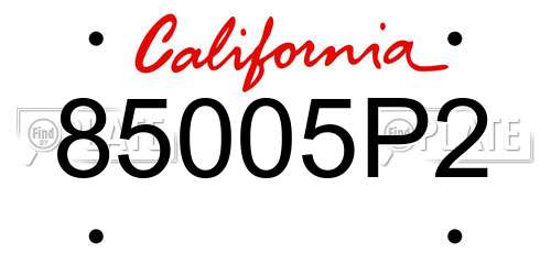 85005P2 California License Plate