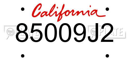 85009J2 California License Plate