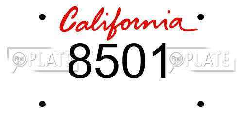 8501 California License Plate