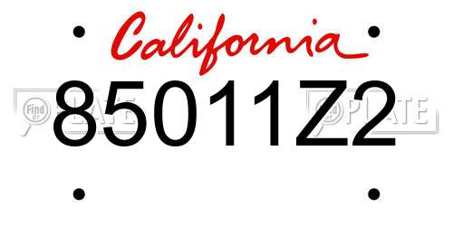 85011Z2 California License Plate