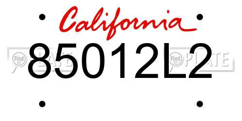 85012L2 California License Plate
