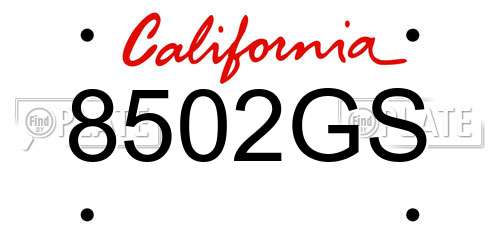 8502GS California License Plate