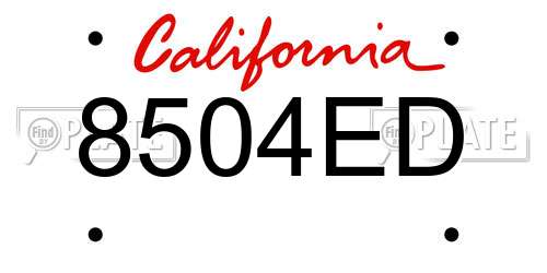 8504ED California License Plate