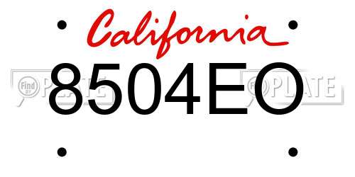 8504EO California License Plate