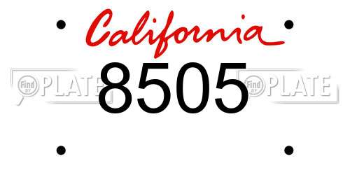 8505 California License Plate