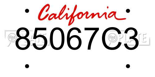 85067C3 California License Plate