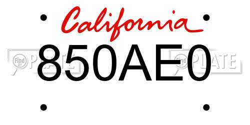 850AE0 California License Plate