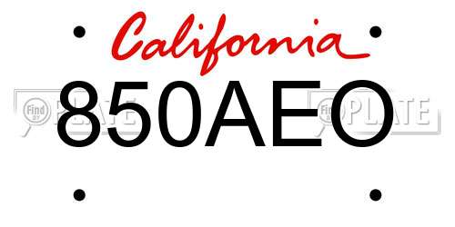 850AEO California License Plate