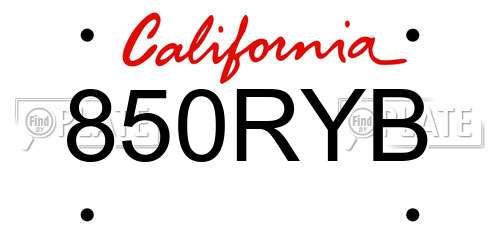 850RYB California License Plate