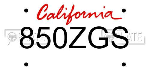 850ZGS California License Plate