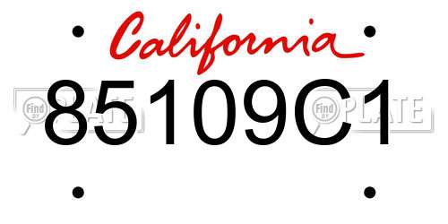 85109C1 California License Plate