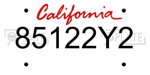 85122Y2 California License Plate