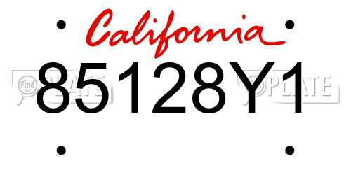 85128Y1 California License Plate