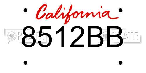 8512BB California License Plate