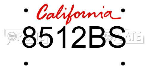 8512BS California License Plate