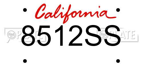 8512SS California License Plate