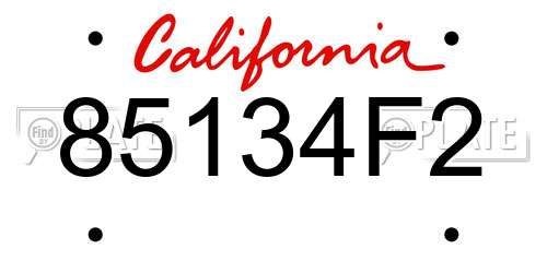 85134F2 California License Plate