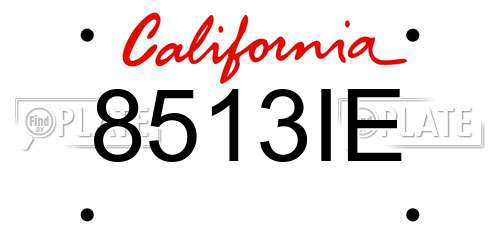 8513IE California License Plate
