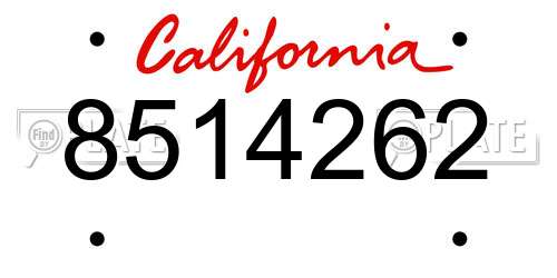 8514262 California License Plate