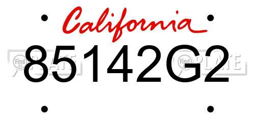 85142G2 California License Plate