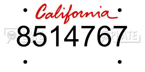 8514767 California License Plate