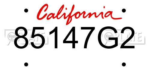 85147G2 California License Plate