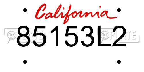 85153L2 California License Plate