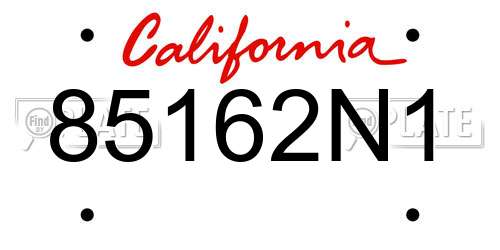 85162N1 California License Plate