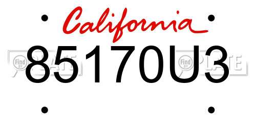 85170U3 California License Plate