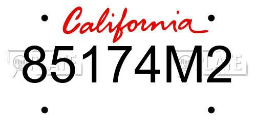 85174M2 California License Plate