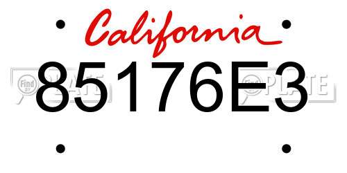 85176E3 California License Plate